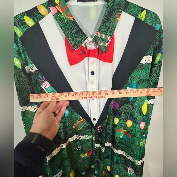 Atlanl Christmas Tuxedo Print Button Down Shirt Men’s XXL Holiday Party - Picture 7 of 12